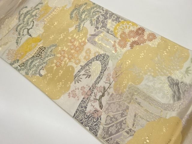 JAPANESE FUKURO OBI / WOVEN FLORAL PLANTS